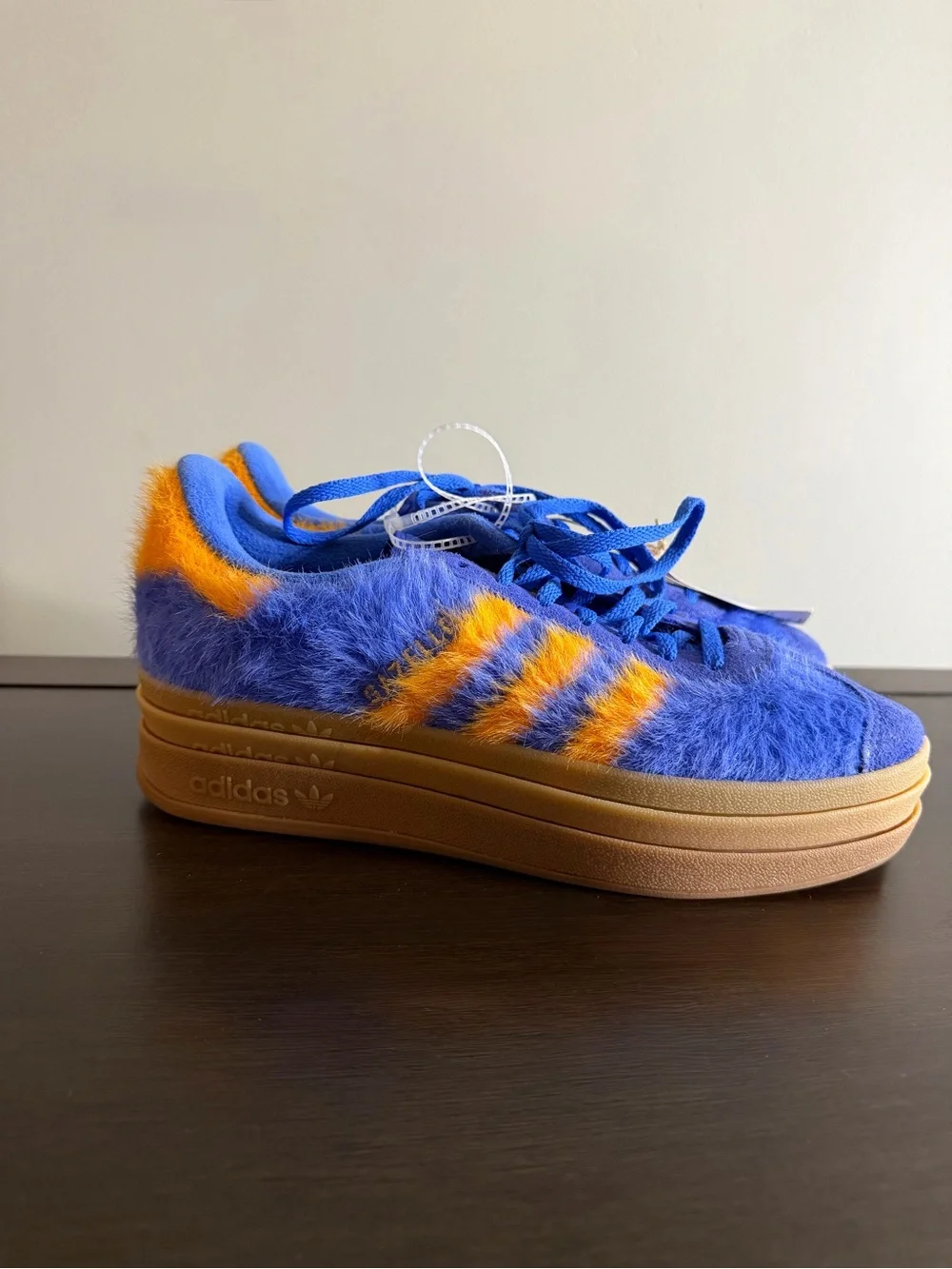 Adidas Gazelle Bold Fuzzy Blue Orange Platform Sneakers US 8 NWT